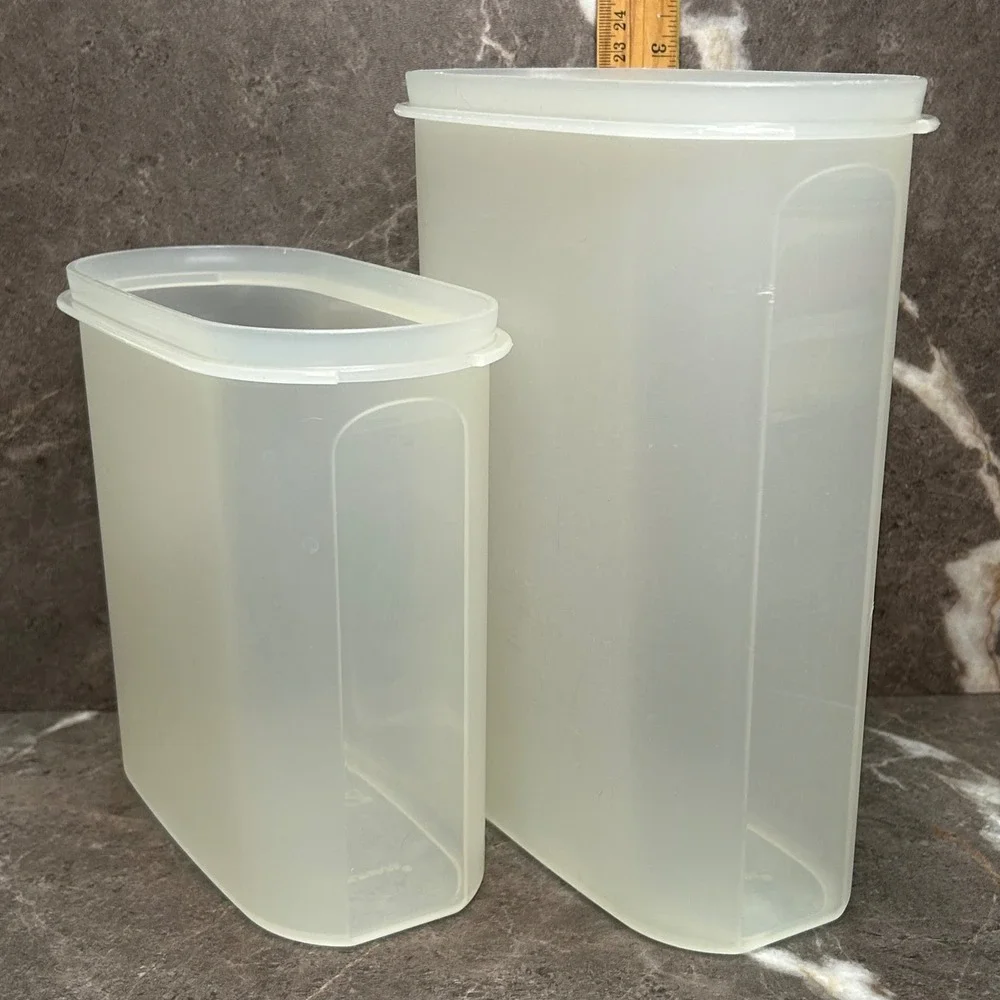 Tupperware Modular Mates Oval Canisters Set of 2 Clear with only one Green Lid
